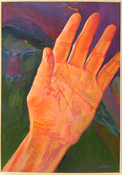 Sökarens hand, oljemålning 2004
