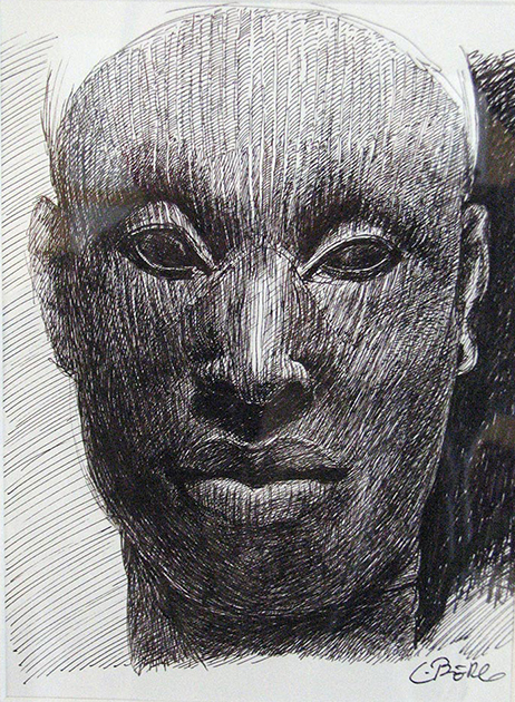 Afrikanskt ansikte, bläck 2013
